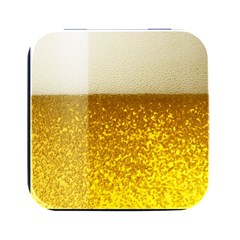 Light Beer Texture Foam Drink In A Glass Square Metal Box (black) by Cemarart
