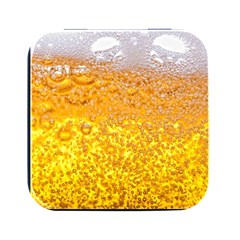 Liquid Bubble Drink Beer With Foam Texture Square Metal Box (black) by Cemarart