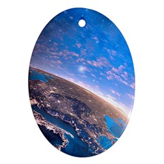 Earth Blue Galaxy Sky Space Ornament (oval) by Cemarart