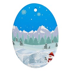 Snowman Orest Snowflakes Oval Ornament (two Sides) by Hannah976