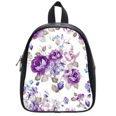 Flower-floral-design-paper-pattern-purple-watercolor-flowers-vector-material-90d2d381fc90ea7e9bf8355 School Bag (small) by saad11