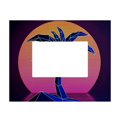 Abstract 3d Art Holiday Island Palm Tree Pink Purple Summer Sunset Water White Tabletop Photo Frame 4 x6  by Cemarart