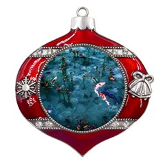 Fish Koi Carp Metal Snowflake And Bell Red Ornament by Cemarart