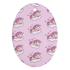 Unicorn Clouds Colorful Cute Pattern Sleepy Oval Ornament (two Sides) by Grandong