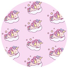 Unicorn Clouds Colorful Cute Pattern Sleepy Wooden Puzzle Round by Grandong