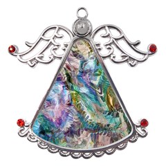 Flowing Patterns Metal Angel With Crystal Ornament by kaleidomarblingart