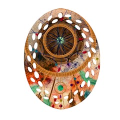 Dream Catcher Colorful Vintage Ornament (oval Filigree) by Cemarart