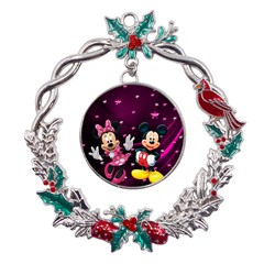 Cartoons, Disney, Mickey Mouse, Minnie Metal X mas Wreath Holly Leaf Ornament by nateshop