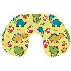 Seamless Pattern With Cute Dinosaurs Character Travel Neck Pillow by Ndabl3x