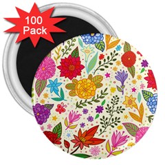 Colorful Flowers Pattern, Abstract Patterns, Floral Patterns 3  Magnets (100 Pack) by nateshop