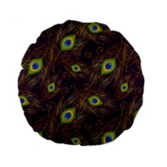 Feathers, Peacock, Patterns, Colorful Standard 15  Premium Round Cushions by nateshop