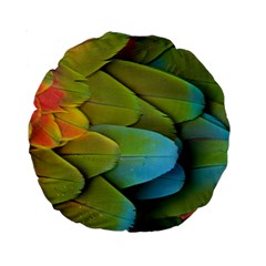 Parrot Feathers Texture Feathers Backgrounds Standard 15  Premium Round Cushions by nateshop