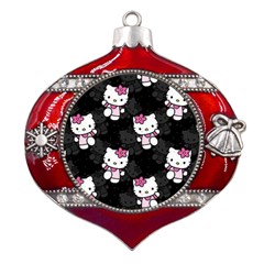 Hello Kitty, Pattern, Supreme Metal Snowflake And Bell Red Ornament by nateshop
