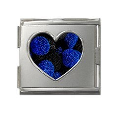 Berry, One,berry Blue Black Mega Link Heart Italian Charm (18mm) by nateshop