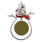 Brown, Color, Background, Monochrome, Minimalism Metal Snowman Ornament Front