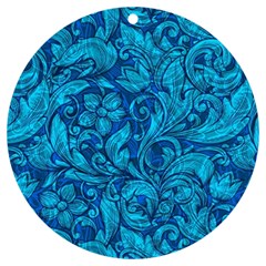 Blue Floral Pattern Texture, Floral Ornaments Texture Uv Print Acrylic Ornament Round by nateshop