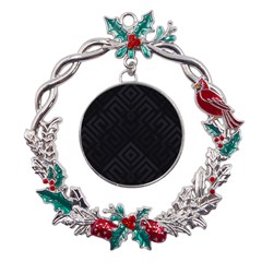 Black Pattern, Black, Pattern Metal X mas Wreath Holly Leaf Ornament by nateshop