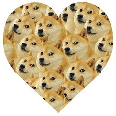 Doge, Memes, Pattern Wooden Puzzle Heart by nateshop