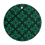 Green Damask Pattern Vintage Floral Pattern, Green Vintage Round Ornament (Two Sides) Front