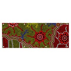 Authentic Aboriginal Art - Connections Banner And Sign 8  X 3  by hogartharts