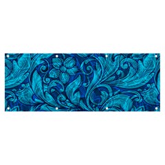 Blue Floral Pattern Texture, Floral Ornaments Texture Banner And Sign 8  X 3  by nateshop