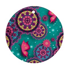 Floral Pattern, Abstract, Colorful, Flow Round Ornament (two Sides) by nateshop
