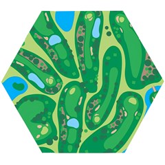 Golf Course Par Golf Course Green Wooden Puzzle Hexagon by Cemarart