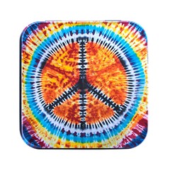Tie Dye Peace Sign Square Metal Box (black) by Cemarart