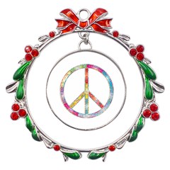 Flourish Decorative Peace Sign Metal X mas Wreath Ribbon Ornament by Cemarart