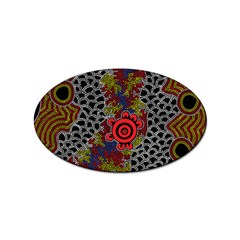 Authentic Aboriginal Art - Gathering 2 Sticker Oval (10 Pack) by hogartharts