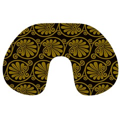 Yellow Floral Pattern Floral Greek Ornaments Travel Neck Pillow by nateshop