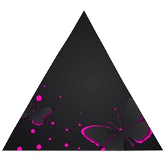 Butterflies, Abstract Design, Pink Black Wooden Puzzle Triangle by nateshop