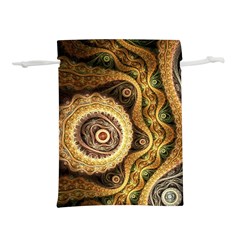 Fractal Floral Ornament Wave Vintage Retro Lightweight Drawstring Pouch (m) by Cemarart