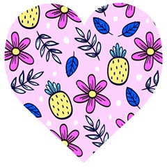 Flowers Petals Pineapples Fruit Wooden Puzzle Heart by Maspions