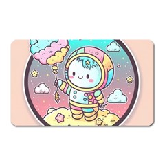 Boy Astronaut Cotton Candy Childhood Fantasy Tale Literature Planet Universe Kawaii Nature Cute Clou Magnet (rectangular) by Maspions
