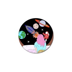 Girl Bed Space Planets Spaceship Rocket Astronaut Galaxy Universe Cosmos Woman Dream Imagination Bed Golf Ball Marker (10 Pack) by Maspions
