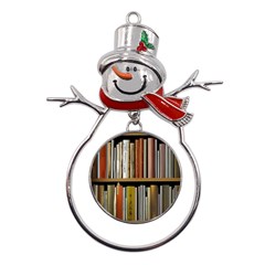 Book Nook Books Bookshelves Comfortable Cozy Literature Library Study Reading Reader Reading Nook Ro Metal Snowman Ornament by Maspions