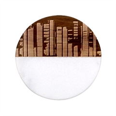 Books Bookshelves Library Fantasy Apothecary Book Nook Literature Study Classic Marble Wood Coaster (round)  by Grandong