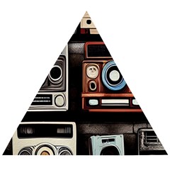 Retro Cameras Old Vintage Antique Technology Wallpaper Retrospective Wooden Puzzle Triangle by Grandong