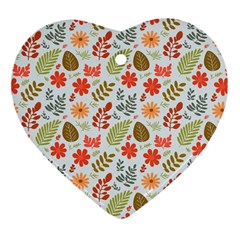 Background Pattern Flowers Design Leaves Autumn Daisy Fall Ornament (heart) by Maspions