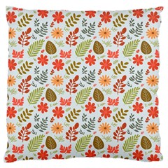 Background Pattern Flowers Design Leaves Autumn Daisy Fall Large Premium Plush Fleece Cushion Case (two Sides) by Maspions