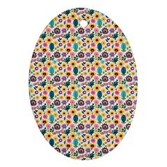 Floral Flowers Leaves Tropical Pattern Ornament (oval) by Maspions