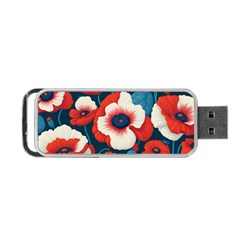 Red Poppies Flowers Art Nature Pattern Portable Usb Flash (two Sides) by Maspions