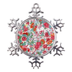 Flower Bloom Blossom Botanical Color Colorful Colour Element Digital Floral Floral Pattern Metal Large Snowflake Ornament by Maspions