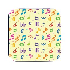 Seamless Pattern Musical Note Doodle Symbol Square Metal Box (black) by Apen