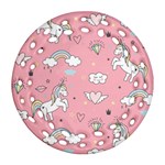 Cute Unicorn Seamless Pattern Round Filigree Ornament (Two Sides) Back