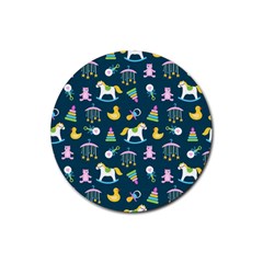 Cute Babies Toys Seamless Pattern Rubber Round Coaster (4 Pack) by Apen