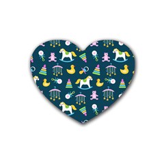 Cute Babies Toys Seamless Pattern Rubber Coaster (heart) by Apen