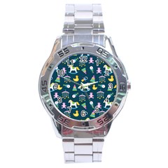 Cute Babies Toys Seamless Pattern Stainless Steel Analogue Watch by Apen