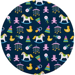 Cute Babies Toys Seamless Pattern Uv Print Round Tile Coaster by Apen